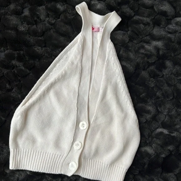 Elle cute off white knit racer back button down vest - Picture 4 of 8